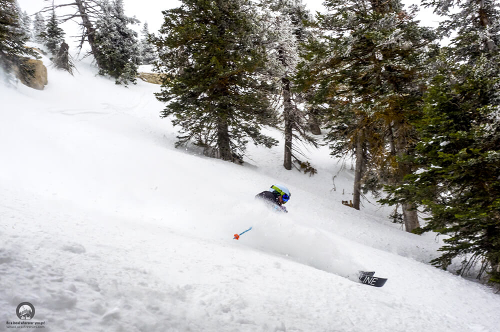 Pebble Creek Ski Resort Skier slashing powder