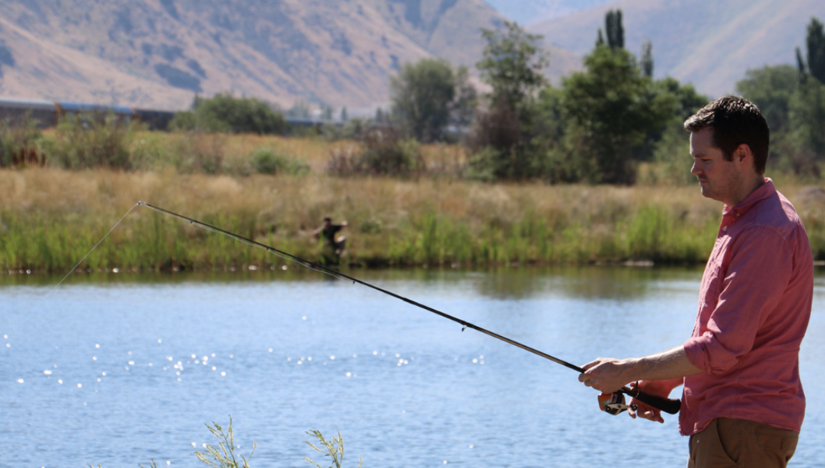 A man fishing in Pocatello.